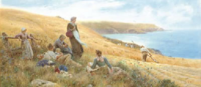 Thomas James Lloyd : The harvesters' picnic, near Wembury, Plymouth