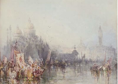 Frank Wasley : The Grand Canal, Venice, crowded with boats (one illustrated)