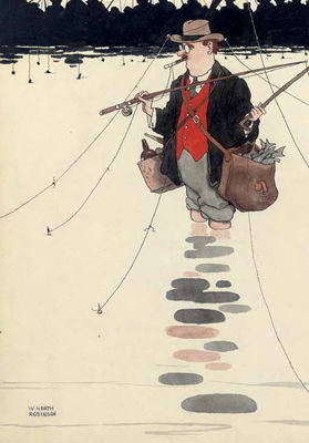 William Heath Robinson : Unsportsmanlike tactics of a competitor at a recent fishing tournament on Hampstead Ponds