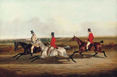 John Dalby of York : Group portrait of Lord Durham, Ralph Lambton and Billy Williamson, riding to a meet