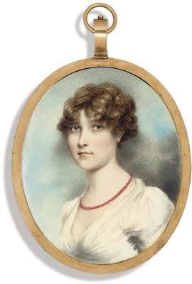 Andrew Plimer : A young lady, in white dress with puffed sleeves