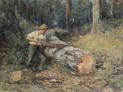 Frederick McCubbin : Sawing Timber