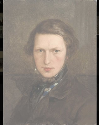 Ford Madox Brown : Self Portrait, bust-length, in a brown coat