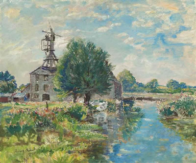 Margaret Fisher Prout : Landscape with windmill