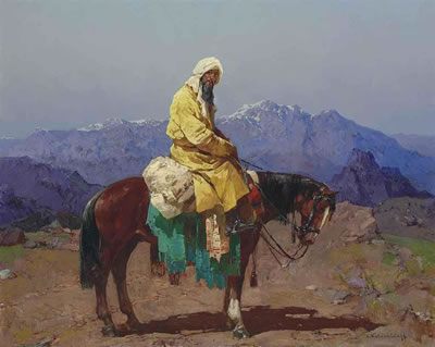 Stephan Fedorovic Kalesnikoff : Horse and rider, Turkestan