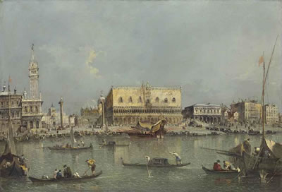 Francesco Lazzaro Guardi : Venice, the Bacino di San Marco, with the Piazzetta and the Doge's Palace