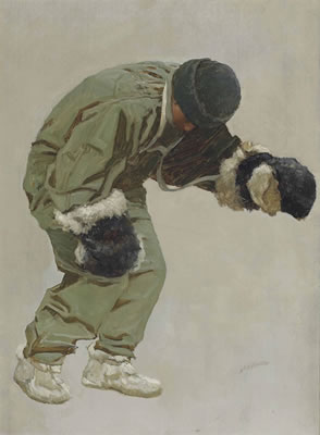 John Charles Dollman : 'A Very Gallant Gentleman' (Captain L.E.G. Oates walking out to his death in the blizzard, on Captain Scott's return journey from the South Pole, March 1912)