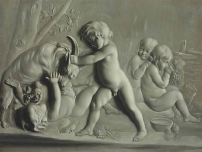 Julien Leopold Boilly : Putti with a Goat, Trompe-l'œil