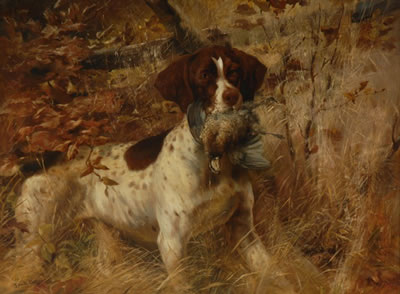 Edmund Osthaus : POINTER WITH QUAIL