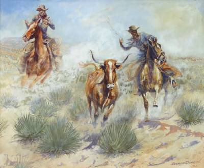 Edward (John Edward) Borein : Rounding Up a Stray