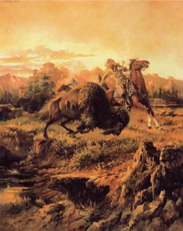 Edgar Samuel Paxson : Custer's Last Buffalo Hunt, Little Missouri River, Dakota