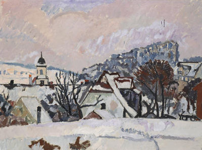 Max Gubler : Winterlandschaft, Kloster Fahr, 1942