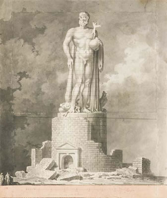 Ennemond Alexandre Petitot : Monument surmonté d'une statue d'Hercule portant un globe sur lequel se tient une allégorie de la Fortune