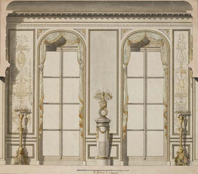 Jean Demosthene Dugourc : Projet architectural pour la grande galerie de l'hôtel de Madame de Mazarin à Paris