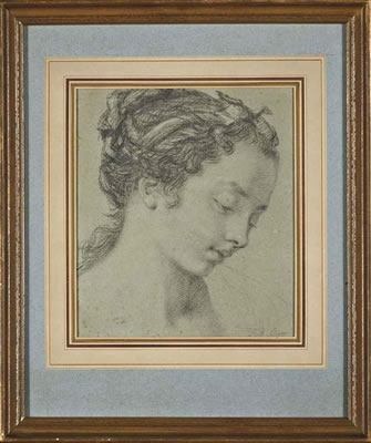 Adam Friedrich Oeser : Head of a young woman in profile, looking down