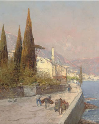 Georg Fischhof : The road to market, an Italian town