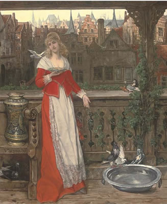 Victor Lagye : A maiden feeding the birds