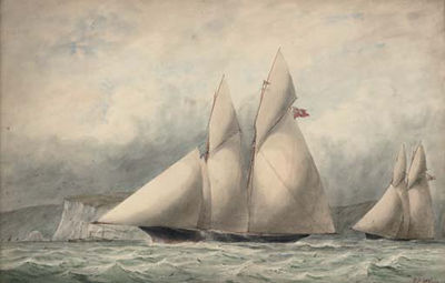 William Edward Atkins : Cambria and Sappho in close quarters off the Isle of Wight