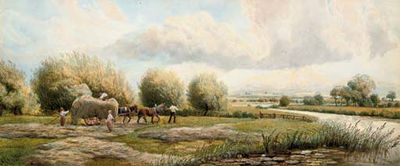 Joseph Reed : Gathering Hay Beside the Thames