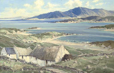 Rowland Hill : Cottages overlooking the Atlantic on the Irish coast