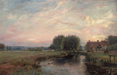 John William Buxton Knight : A Peaceful River Landscape at Sunset