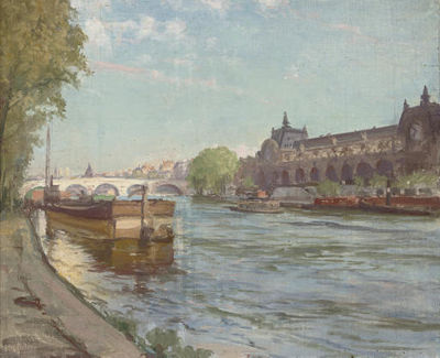 Peder Knudsen : On the Seine before the Orsay, Paris