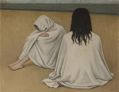 Clifford Hall : Two figures on a beach