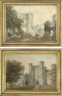 Michael Angelo Rooker : Battle Abbey Gate, Sussex; and Casars Tower and Kenilworth Castle, Warwickshire