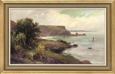 George Henry Jenkins : Looking out to sea from the cliffs, Torbay, south Devon; Anstey's Cove, Torquay, south Devon; and Babbacombe pier, south Devon (3)