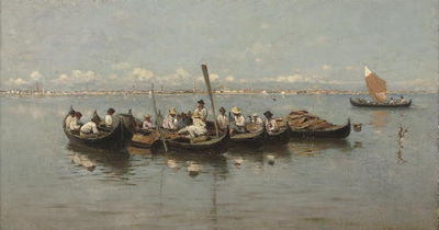 Franz Leo Ruben : Fishermen on the Venetian lagoon