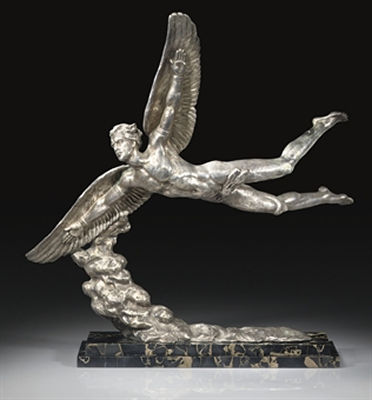 Alexandre Ouline : ICARUS A SILVERED-BRONZE FIGURE, CIRCA 1930