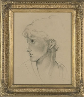 Anthony Sandys : Study of a woman's head, in profile to sinister