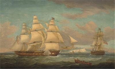 Charles Augustus Mornewick : An East Indiaman in two positions off Dover calling for a pilot