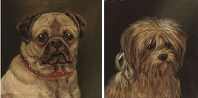 Edward Aistrop : Study of a Pug; and Study of a Scottish Terrier