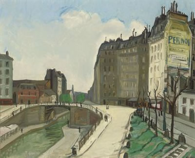 Leon-Alphonse Quizet : Le pont au canal de la Villette, Paris