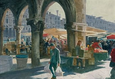 Norman Hepple : Fish and Fruit Market, Venice