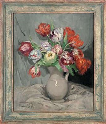 Marie Marguerite Reol : Vase de tulipes