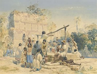 Frederick Catherwood : Well and building at Sabachtsché (Yucatán)