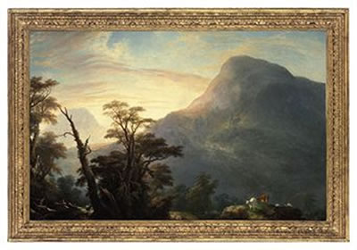 Jeremiah Hodges Mulcahy : A mountainous landscape with cattle