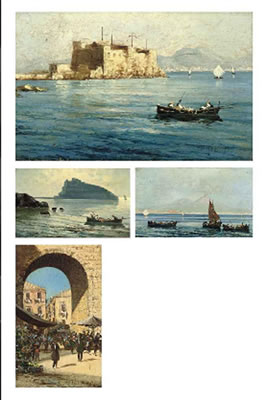 Fernando del Basso : Fishermen before Ischia; Fishermen before the Castel dell'Ovo, Naples; Fishermen on the Bay of Naples, Vesuvius beyond; and A bustling market, Naples (4)