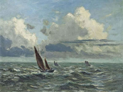 Frances Tysoe-Smith : St. Ives fishing boats in an offshore swell