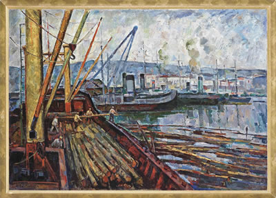 Iosif Mikhailovich Gurvich : Unloading logs, Murmansk