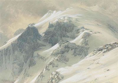 William Gersham Collingwood : The top of Scafell Pike, Lake District