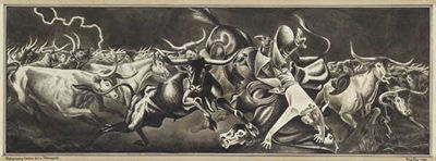 Tom Lea : Preliminary Sketch for a Stampede, 1940