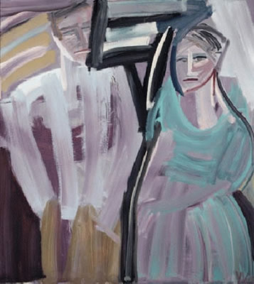 Vicki Varvaressos : Two Figures (Aqua Dress) 1986