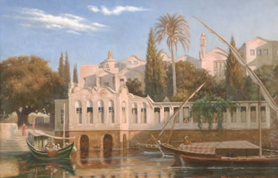 Johann Ludwig Rudolf Durheim : A palace on the Nile at Cairo