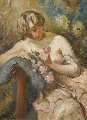 Otto Vautier : Halbakt mit Rosen auf Sofa