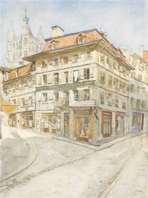 Louis Curtat : Lausanner Quartier mit Blick auf den Kathedralturm.