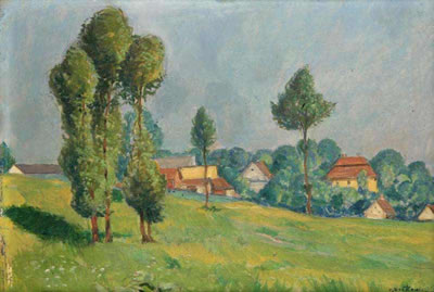 Valentin Drzkovic : A Landscape Outside of a Village