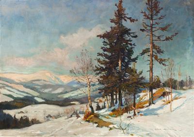 Frantisek Cina Jelinek : View of Mount Snežka in Winter